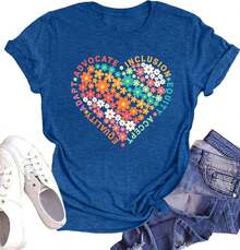 Camisetas de educación especial para profesores, camisetas gráficas de educación especial para profesores, para enseñar la vida, regalo de manga corta. - Azul - Ver 1