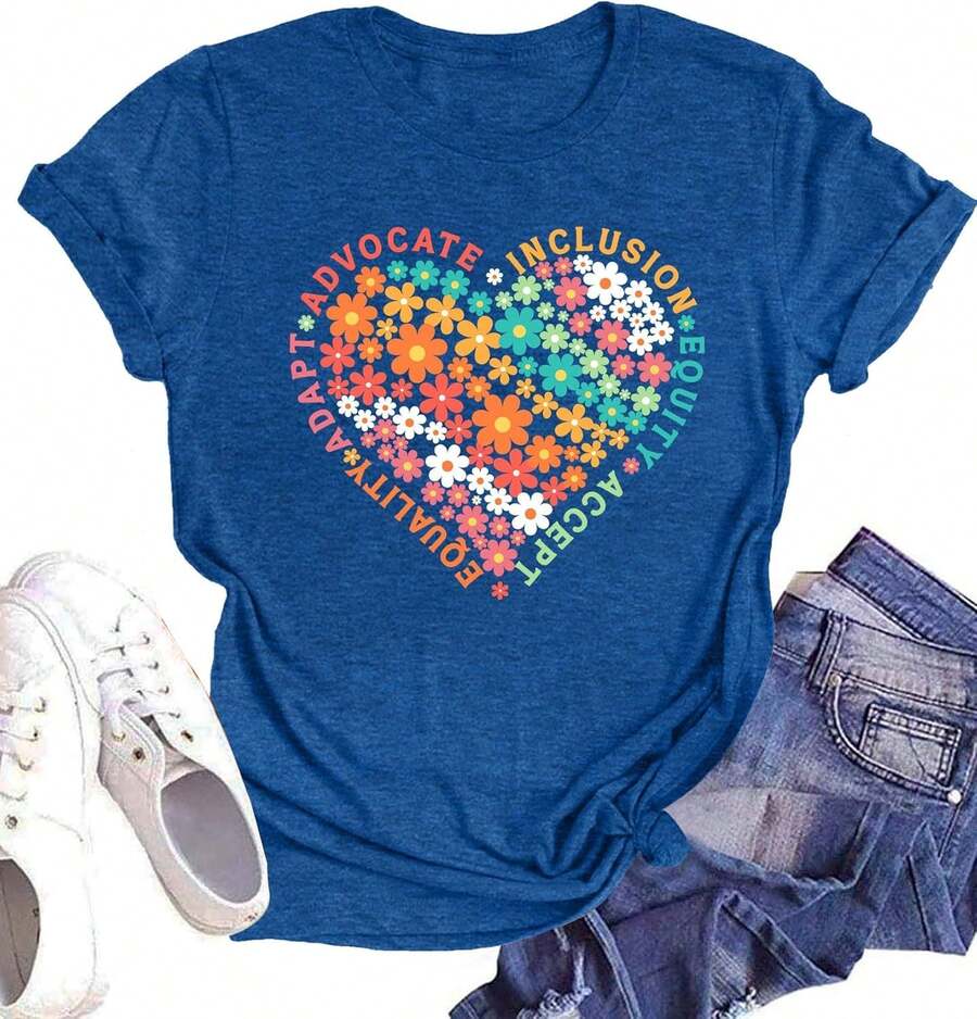 Camisetas de educación especial para profesores, camisetas gráficas de educación especial para profesores, para enseñar la vida, regalo de manga corta. - Azul - Ver 1