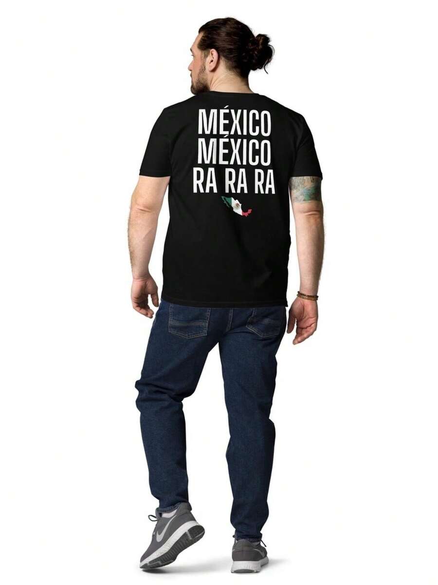 Camiseta con el lema del equipo de fútbol de México | A La Bio A La Bao | Copa del Mundo 2026 | El Tri Futbol - Negro - Ver 1