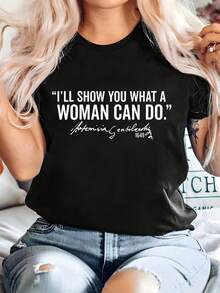 Tallas Grandes - Tallas Grandes - TE MOSTRARÉ LO QUE UNA MUJER PUEDE HACER Artemisia Gentileschi 1649 Declaración de poder femenino Homenaje a la pintora legendaria Camiseta de manga corta para mujer talla grande 0XL 8XL Moda Casual Versátil Cómoda Uso diario Recomendado - Negro - Ver 6