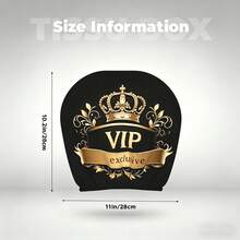 2Pcs VIP Crown Print Car Headrest Covers, Durable Black Gold Luxury Car Interior Accessories - Double-sided Printing - View 2