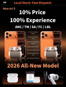 New 2026 Style Wireless Earbuds, 2026 Latest Upgraded Version For Apple Air 5/Air 4/Air 7 & Android, Dynamic Head Tracking + Auto Ear Detection + One‑Step Pop‑Up, Active Noise Cancelling, IPX7 Waterproof Dustproof, Bluetooth 5.3, Hi-Fi Sound, Ergonomic Fit, Applicable To Apple And Android Systems, Audifonos Bluetooth, Ideal Boyfriend Gifts For Gym Travel Office & Daily Use - 蘋果2代 - 查看 3