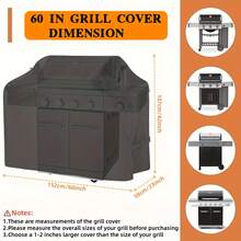 Outdoor Grill Cover With Side Handles And Adjustable Design, Fully Waterproof, Dustproof, And UV-Resistant. Suitable For Char-Broil And Grill Brand Gas Grills. Made Of 420D Oxford Cloth, Available In Black And Gray Colors. - View 12