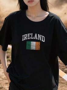Estampado Gráfico Camiseta Mujer Algodón Ligera VeranoVintage-Ireland-Irish-Flag-Green-St.-Patrick's-Day-T-ShirtOversize Camiseta Mujer Estampado 100% - Negro - Ver 5