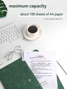 1个A4/A5尺寸PU皮革文件信封文件夹，带磁扣和笔槽，多功能办公文件收纳包，适用于商务、学习、会议等场合。 - 單件 - 查看 11