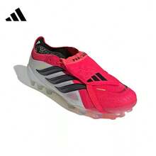 Adidas 男女鞋新款運動鞋人草訓練比賽防滑成人足球鞋AG短釘鞋 - 紅色/黑白色 - 查看 4
