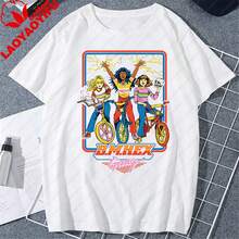 Camiseta informal de punto de manga corta con estampado gráfico único, top de estilo vintage para mujer. - Blanco - Ver 1