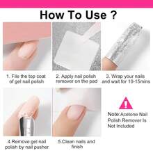 MAYEEN Nail Foil 100PCS Gel Nail Polish Remover Foil Nails Wraps With Larger &Amp; Thicker Cotton Pad Nail Polish Remover Soak Off Foils For Nails Professional Nail Wraps For Gel &Amp; Acrylic Removal - 顏色A - 查看 5