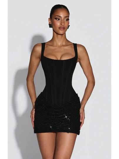 basel embellished strapless mini dress in red and orange ombré Basel Embellished Strapless Mini Dress Red and Orange Ombré