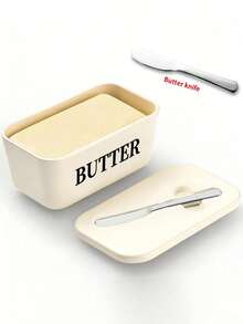 1pc Plastic Butter Dish With Knife And Lid, Kitchen Baking And Gift Butter Storage Container, Airtight Butter Box For Countertop Or Refrigerator, Dishwasher - Multicolor - View 6