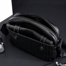 Túi đeo chéo nam bằng da PU họa tiết dệt, nhiều ngăn, kiểu dáng thường ngày, dây đeo có thể điều chỉnh, chống nhăn, thích hợp sử dụng hàng ngày ở văn phòng. - Nhiều màu - Xem 12