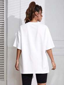 GiftLetras Casual Polyester T-Shirt Office Home Sport Soft - 白色的 - 查看 3