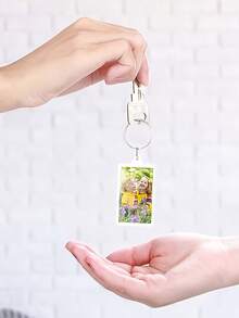 10/40pcs Transparent Rectangular Acrylic Photo Frame Keychains, Can Insert Large ID Photos, Double-Sided Blank Rectangle, DIY Hanging Photo Frame, Wedding Favors, Suitable For Decorating Various Keys - Multicolor - View 8