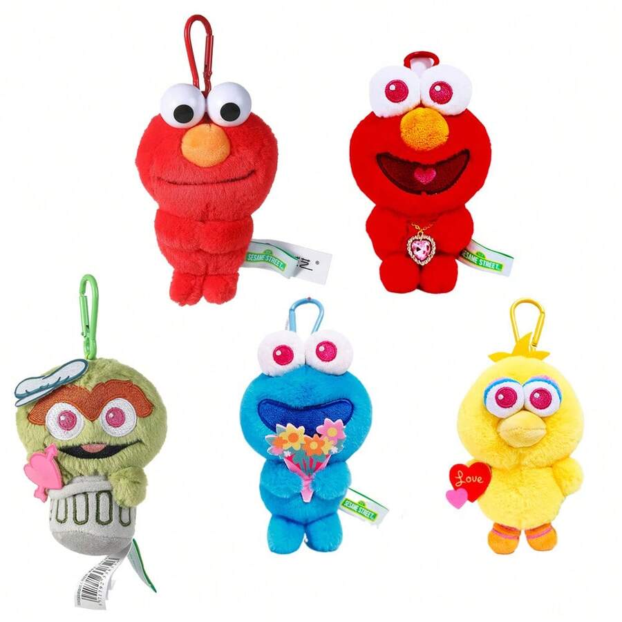 Sesame Street 正版艾尔莫、大鸟、甜饼怪毛绒挂件装饰，可爱背包配件，斋月、万圣节、生日小礼物