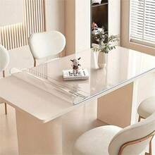 1pc PVC Transparent Tablecloth Table Mat, Table Surface Protective Film, Heat Resistant Waterproof Scratch-Resistant Dining Table Cloth Protective Film Suitable For Home Hotel Dining Table Mat Coffee Table Mat - White - View 8
