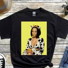 Doja Cat 'Scarlet Tour 03' T-Shirt Uni Cotton Tee220g Heavyweight 100% Cotton T-Shirt. Butterfly Print. Unisex Sizing. Round Neck Inspirational T-Shirt. Cute And Beautiful Y2K-Inspired Summer Top, Perfect For The Outdoors, Home, Work, Or Street Wear. Casual, Loose-Fitting Everyday T-Shirt. - 黑色 - 查看 1