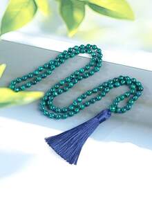 YAUKIA Bohemio Green Malachite Healing Necklace , 108 Mala Beads , Fashion Jewelry Knotted Meditation Tassel Necklace , Gift For Women And Men , Ideal For Daily Wear - Multicolor - View 9