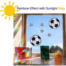 1pc Colorful Football Static Cling Window Sticker, Waterproof Removable Vinyl Colored Glass Decal, Suitable For Living Room, Bedroom, Bathroom, Kitchen, Office, Home DIY Decoration - Multicolor - View 1