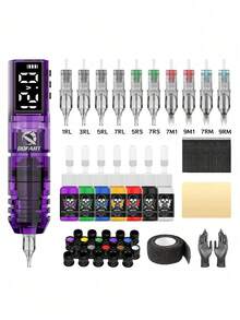 Wireless Tattoo Machine Kit, Professional Tattoo Pen Set Including Tattoo Needles And Tattoo Ink, Suitable For Beginners And Artists - Multicolor - View 10