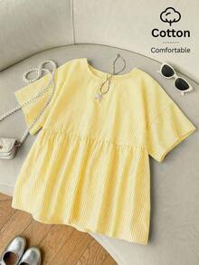 Camisa de mujer tejida a rayas verdes - Amarillo - Ver 12
