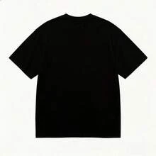 Camiseta de punto 100% algodón para mujer, talla grande, con estampado de lazo geométrico, top estilo streetwear, blusa de tela de manga corta con cuello redondo, estilo casual chic. RHJW - Negro - Ver 2