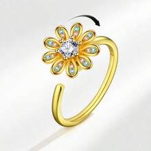 1 chiếc nhẫn xoay hình bướm sang trọng mạ vàng và bạc đính đá Zirconia, có thể điều chỉnh kích thước, dành cho nữ, giúp giảm lo âu, làm trang sức cưới, giảm căng thẳng, đeo hàng ngày. - Nhiều màu - Xem 21