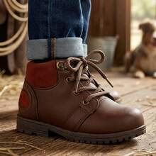 Boys' Classic Tractor Sole Ankle Boots, Comfortable Casual Winter Boots - Rỉ Nâu - Xem 1