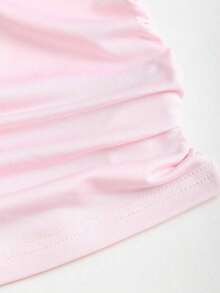 Conjunto de top de tirantes y minifalda plisada y con decoración de flores metálicas para mujer, ideal para el verano - Rosa - Ver 5