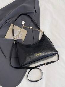 Korean Style Versatile Sling Bag, New Arrival Sweet Elegant Chain Shoulder/Underarm Bag - Black - View 10