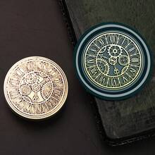 1 Stück Astronomie Serie Wachssiegel Stempel, Muster von Uhr, Kompass usw. für Umschläge, Grußkarten, Lesezeichen, DIY Basteleien, Geschenkdekoration Wachssiegel - Briefmarkenköpfe der astronomischen Serie - Übersicht 13