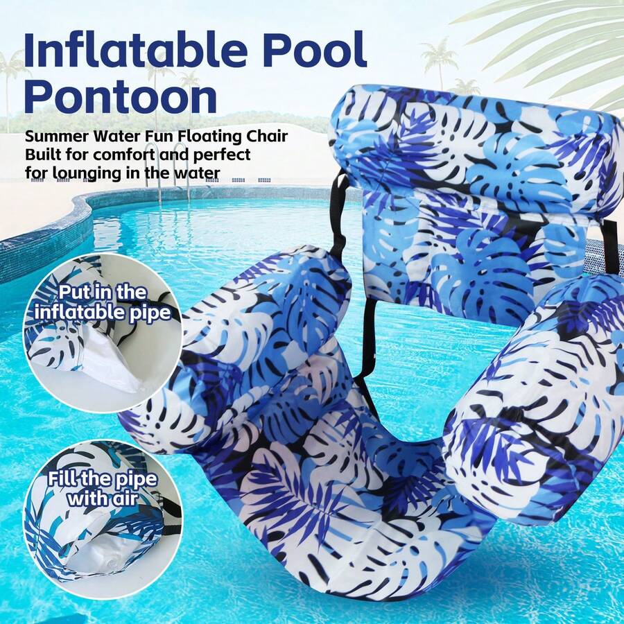 1 pièce Flotteur de piscine gonflable, matelas flottant rayé pliable, hamac d'amusement aquatique, fauteuil flottant simple