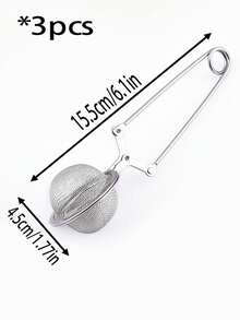 1pc Tea Filter Ball With Long Handle, Silver Stainless Steel Tea Strainer For Kitchen - Silver - View 8