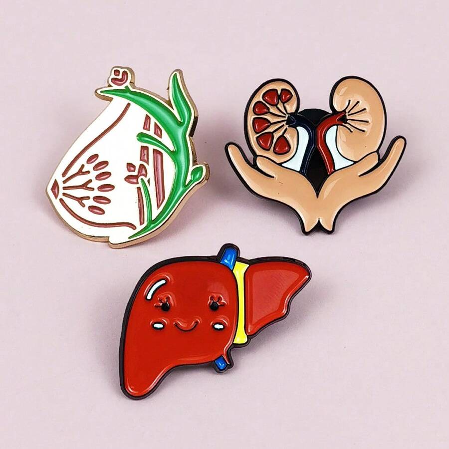 Ghim cài áo bằng kim loại hình các bộ phận cơ thể người theo phong cách Châu Âu và Mỹ, phụ kiện bằng hợp kim hình giọt dầu nội tạng thiết kế sáng tạo. - Nhiều màu - Xem 1