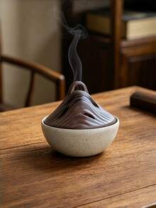 1個山形陶瓷香爐，現代奢華石材紋理桌面家居裝飾，適用於客廳、玄關及居家陳列，砂岩/深褐色 - 蒼山 - 查看 6