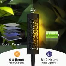 4pcs/8pcs Outdoor Solar Lawn Lights, Rectangular Circular Hollow Garden Projection Lamps, Equipped With 600 MAh Batteries And Waterproof IP44 Rating, Featuring Geometric Pattern Reflection Effect, Automatically Switch On/Off According To The Change From Dusk To Night, Are Highly Suitable For Outdoor Gardens, Lawns, Terraces, Balconies And Family Courtyards As Decorative Lighting. - Ánh sáng ấm áp - Xem 5