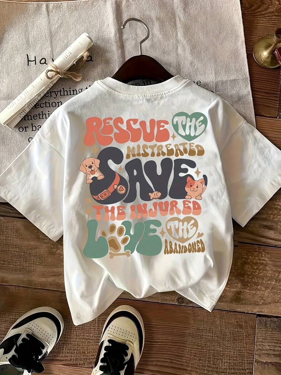 Wo casual camiseta de manga corta con Halloween rescate gato y pata impresión gráfica | Confort cuello redondo, estiramiento medio, lavable en máquina, blanco, top de toda la tempor, juguetón mense tee, tejido mediano estiramiento