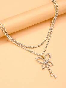 1 pieza Cadena de cintura con doble capa de mariposa con diamante de imitación, nuevo accesorio de joyería de estilo europeo y americano para mujeres para playa y resort de verano - Multicolor - Ver 7