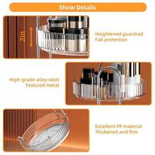 360 Rotating Makeup Organizer And Storage For Vanity Countertop 2 Tiers, High Capacity Cosmetic Skincare Perfume Organizer For Dresser Bathroom Lazy Susan Organizers(Amber Gold) - Silver - View 6