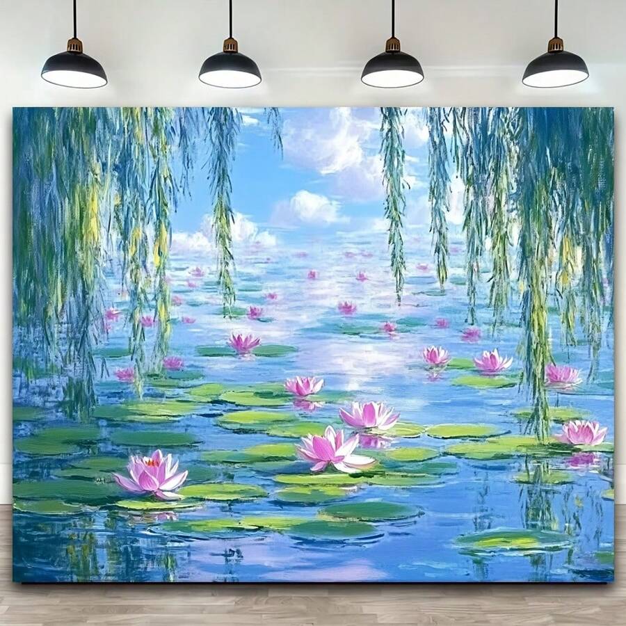 1pc Style Polyester Tapestry, Abstract Lotus Pattern Wall Decor Art, Minimalist Home Decor Suitable For Bedroom And Living Room - 14 - View 1