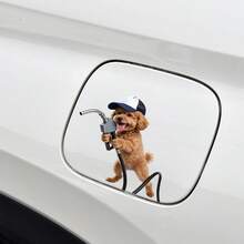 1PC Funny Dog Fuel Nozzle Sticker For Cars, Cute Poodle Gas Pump Vinyl Decal, Removable Pet Lover Auto Art For Fuel Tank Cap Or Bumper - A - View 10