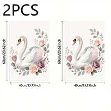 1pc/2pcs Cute Healing Style Swan Pattern Printed Handkerchief. The Size Is 16 * 24 Inches, Suitable For Kitchen Decoration Or Exquisite Gifts. It Can Be Used For Cleaning And Wiping Items, As Well As For Home Decoration. Suitable For Various Purposes In Kitchens And Restaurants, It Is An Ideal Kitchen Utensil. - Multicolor - View 18