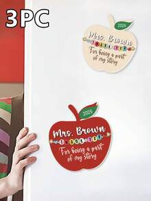 1/3/5 piezas Imanes de nevera de acrílico con forma de manzana personalizables, se pueden imprimir nombres y textos. Diseñados con el símbolo clásico de "manzana", adecuados para maestros, admiten personalización de nombres de maestros - Multicolor - Ver 10