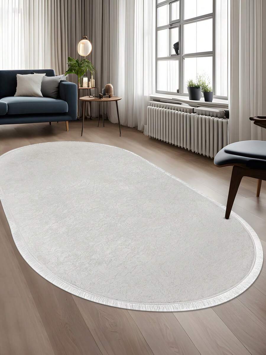 Modern Ivory Area Rug For Living Room | Soft Minimalist Contemporary Carpet Made In Turkey - Creamy White - View 1
