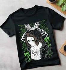 Música Pop Coreana - Camiseta de Abajo - Camiseta corta con estampado de anime retro japonés - Camiseta básica casual - Camiseta de Eren Yeager, Anime, Ataque a los Titanes, , Camiseta Gráfica, Camiseta Negra Y2k Camiseta Verano Camisa De - Negro - Ver 6