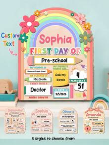 Personalized First Day Of School Sign, Customizable Text Photo Prop, Writable Back To School Photo Prop, First Day Of School Commemorative Board, Suit - Multicolor - View 2