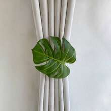 人造植物窗帘绑带，无需钻孔，龟叶图案窗帘绑带 - 优雅的DIY家居装饰配件，轻松整理窗帘，波西米亚风格点缀，多功能收纳带 - 2pcs - 查看 6