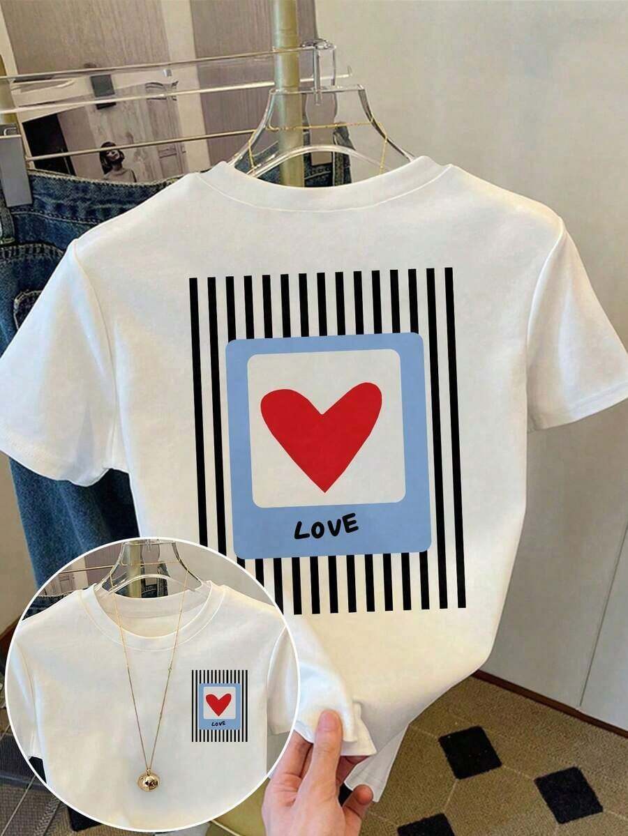Camia de Mujer , Estilo Casual Urbano con Estampado Gráfico, Camia de Manga Corta, Linda Blusa de Verano Transpirable y Cómoda - Blanco 11 - Ver 1
