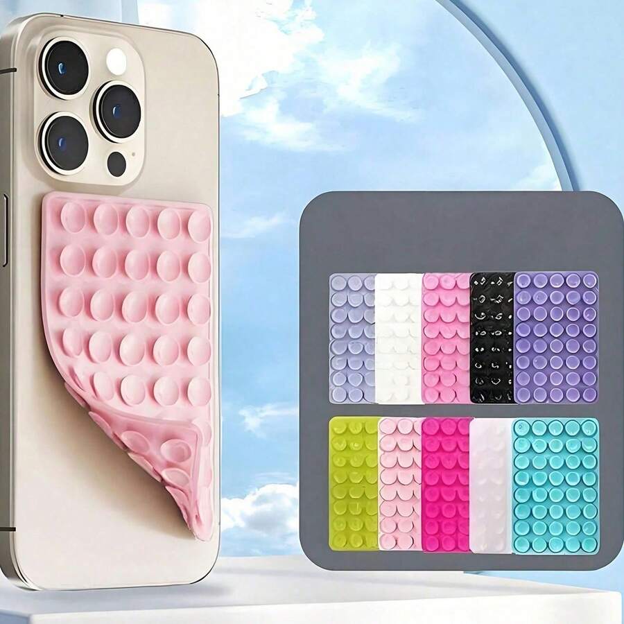 Giá đỡ điện thoại silicon hai mặt 40 giác hút, có thể tái sử dụng, thích hợp cho gia đình, văn phòng và các bề mặt nhẵn. - Nhiều màu - Xem 1