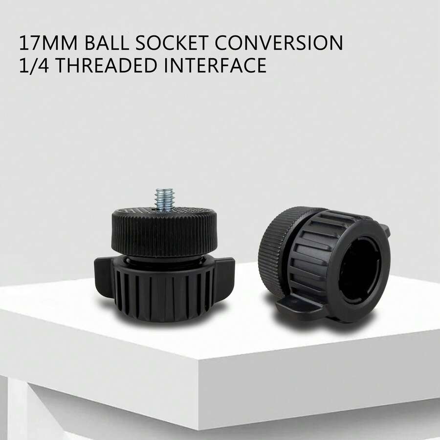 Bộ chuyển đổi ren vít 1/4" sang đầu bi 17mm, dùng cho chân máy, máy quay DV, điện thoại, kẹp vòng, giá đỡ ống đèn, webcam. - màu đen - Xem 1