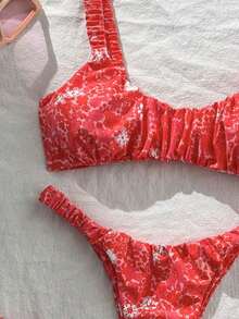 Swim Mod - Conjunto de Bikini Sexy de Corte Alto con Estampado Aleatorio para Mujer, Verano - Multicolor 5 - Ver 3